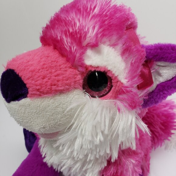 Wild Republic Fox Plush Toy Sparkle Eyes Soft Pink Purple 10 Inch - Picture 3 of 8